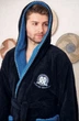 Мужской махровый халат Massimo Monelli 3XL темно-синий с голубым кантом - изображение 4