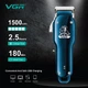 Машинка для стрижки волос VGR V-679 BLUE аккумуляторная профессиональная, мужской триммер для бороды и окантовки, 4 насадки - изображение 2