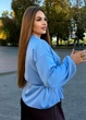 Блуза жіноча шовкова на запах з поясом (04426102) Блакитний 60-62 - зображення 6
