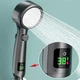 Лійка для душу з кнопкою СТОП та Led індикатором температури на 4 режими подачі води Shower head UKC 649 чорна - зображення 2