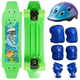 Cкейтборд дитячий салатовий 3в1 із захистом і шоломом Fishskateboards 4118 Green-Blue - зображення 1