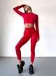 Спортивный костюм для фитнеса женский, комплект - рашгард и лосины с пуш-ап, Classic, (красный), S - изображение 8