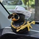 Декоративна фігурка качка в авто 8.5 см, чорне каченя в ковбойському капелюсі з окулярами на торпеду автомобіля Чорний - зображення 4