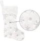 Новорічна шкарпетка для подарунків, різдвяний чобіток Christmas Stocking Decoration, 45см біла з срібними сніжинками - изображение 2