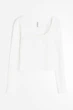 Лонгслів жіночий H&M 061199857 S Білий (6666000385758) - зображення 4