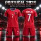 Дитяча футбольна форма Кріштіану Роналду Cristiano Ronaldo №7 Португалія Portugal 2026 червона, футболка + шорти, розмір 18, зріст 100–110 см - зображення 1