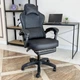 Игровое кресло с широким сиденьем DEXON RD-6017 с подставкой для ног из экокожи, Чёрное - изображение 2