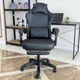 Игровое кресло с широким сиденьем DEXON RD-6017 с подставкой для ног из экокожи, Чёрное - изображение 10