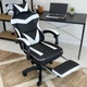 Игровое кресло с широким сиденьем DEXON RD-6017 с подставкой для ног из экокожи, Белое - изображение 8