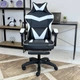 Игровое кресло с широким сиденьем DEXON RD-6017 с подставкой для ног из экокожи, Белое - изображение 10