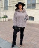 Пальто удлиненное альпака свободного кроя с отстегивающимся мехом на молнии с капюшоном размер единый 58-66 мокко МС 89201 - изображение 2
