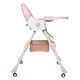 Стільчик для годування Kidoro One ST-6540 Pink екошкіра, 5-точкові ремені, регулювання спинки, колеса зі стопорами, до 50 кг - зображення 7