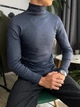 Чоловічий зимовий базовий гольф на флісі приталений однотонна тепла водолазка з бавовни з коміром 3XL Синій - зображення 6