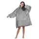 Толстовка-плед із капюшоном і рукавами Huggle Hoodie Blanket сірого кольору тепла флісова плед-худі оверсайз універсального розміру для дорослих домашній халат-плед для відпочинку сну перегляду фільмів і читання з можливістю машинного прання - зображення 2