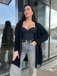 В'язаний жіночий кардиган NASTIA, колір чорний, розмір onesize - изображение 3