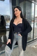 В'язаний жіночий кардиган NASTIA, колір чорний, розмір onesize - изображение 4