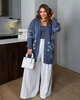В'язаний жіночий кардиган MRIA кольору джинс, розмір One Size - изображение 10