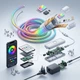 Розумна гнучка неонова світлодіодна стрічка Neon LED RGB-IC 10м з Bluetooth-додатком, пультом ДК, живленням від USB, вологозахистом та кріпленням - изображение 4