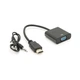 Переходник HDMI M to VGA F + Audio 0.1m 4K/2K black Voltronic (YT-C-HDMI(M)/VGA(F)+AUX-B) - изображение 1