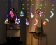 Гірлянда шторка з формами: Зірка, Сніговик, Місяць, Ялинка, Сапог 10 PCS light Кольорова гірлянда-штора - изображение 1