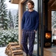 Пижама (кофта+штаны) мужская теплая Флис 2XL синяя Клетка PIJAMONI PJ6100-14 - изображение 1