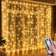 Светодиодная LED гирлянда-штора (занавес) для окна 3×1 м, 100 светодиодов, USB с пультом, тёплый белый свет - изображение 3