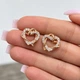 Серьги с цирконами "Переплетение двух сердец" медзолото 18К Xuping Jewelry в бархатной коробочке (6620) - изображение 5