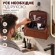 Мужская косметичка несессер Simple Органайзер для хранения средств по уходу за телом Дорожная сумка с 3 отделениями и крючком Коричневая - изображение 5