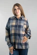 Женская зимняя рубашка в клетку сине-бежевая со стразами One size (26355) - изображение 1