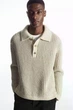 Джемпер чоловічий COS two-tone waffle-knit polo shirt 1206052001 L Бежевий - зображення 1