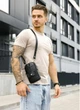 Чоловіча шкіряна сумка для телефону чорна через плече Sambag Modena 68618 - зображення 10