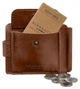 Шкіряний гаманець чоловічий з натуральної шкіри Crazy Horse із затискачем для грошей, монетницею та хлястиком, компактний формат, світло-коричневий 60205 - зображення 7