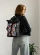 Женский городской рюкзак RollTop Sambag One Flowers для ноутбука до 16–17 дюймов из экокожи, черный с цветочным принтом 60566 - изображение 10