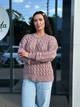 Подовжений вʼязаний жіночий светр NADIA, колір Пудра розмір One Size - изображение 4