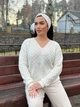 Жіночий вʼязаний тонкий джемпер BELLA, колір Білий розмір One Size - изображение 2