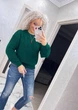 Жіночий вʼязаний ажурний светр з англійської вʼязки BOGDANA, колір Смарагд розмір One Size - изображение 1
