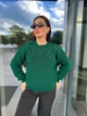 Жіночий вʼязаний ажурний светр з англійської вʼязки BOGDANA, колір Смарагд розмір One Size - изображение 4