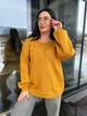Жіночий вʼязаний тонкий ажурний джемпер ALINA, колір Гірчичний розмір One Size - зображення 5