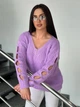 Подовжений вʼязаний жіночий светр VERONIKA, колір Бузок розмір One Size - изображение 5