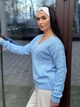 Жіночий вʼязаний тонкий джемпер BELLA, колір Блакитний розмір One Size - изображение 3