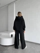 Теплый спортивный костюм женский с худи свободного кроя тринитка на флисе 44-50 черный - изображение 9