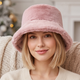 Зимняя панама теплая пушистая из искусственного меха, женская панамка на осень и зиму 56-58 см Розовая - изображение 3