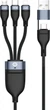 Кабель Conceptronic USB Type A/Type-C - Type-C/Micro-USB B/Lightning 100 W 1.5 m Black (ETTA06B15) - зображення 1