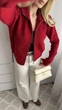 Женская кофта однотонная красная зип классическая Oversize (405281) - изображение 1