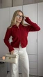 Женская кофта однотонная красная зип классическая Oversize (405281) - изображение 4