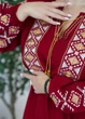 Женское платье-вышиванка из жатого льна с вышивкой и поясом (040347601) Рубиновый 52 - изображение 6