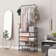 Вішалка для одягу Clothes Rack Up чорна 170×60×26 см, 5 полиць, штанга для одягу, бічні гачки - изображение 2