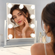 Настільне косметичне дзеркало Acoolda біле 9 лампочок, 10-кратне збільшення, сенсорне керування, обертання 360° - зображення 2