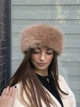 Повязка на голову женская теплая меховая бежевая - изображение 2