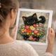 Картина Кот с весенним букетом 30х30см маслом на оргалите ручная работа художника Alleya-kartin - изображение 2